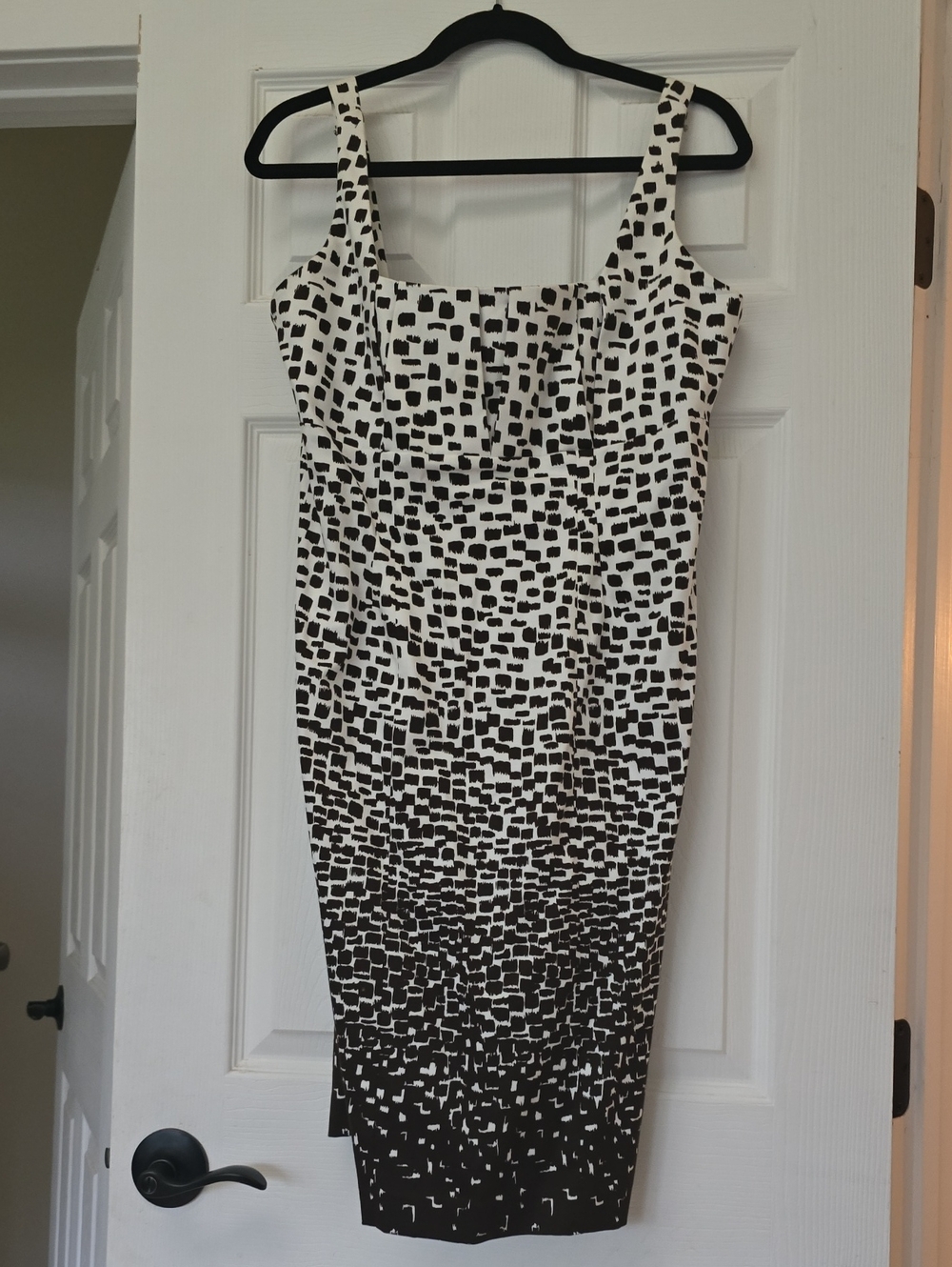 Calvin Klein Chocolate Brown and White Square-Print Midi Dress